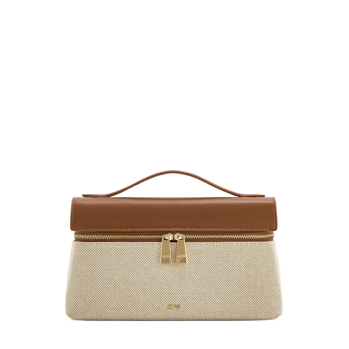 Beige Contrast Top Handle Bag