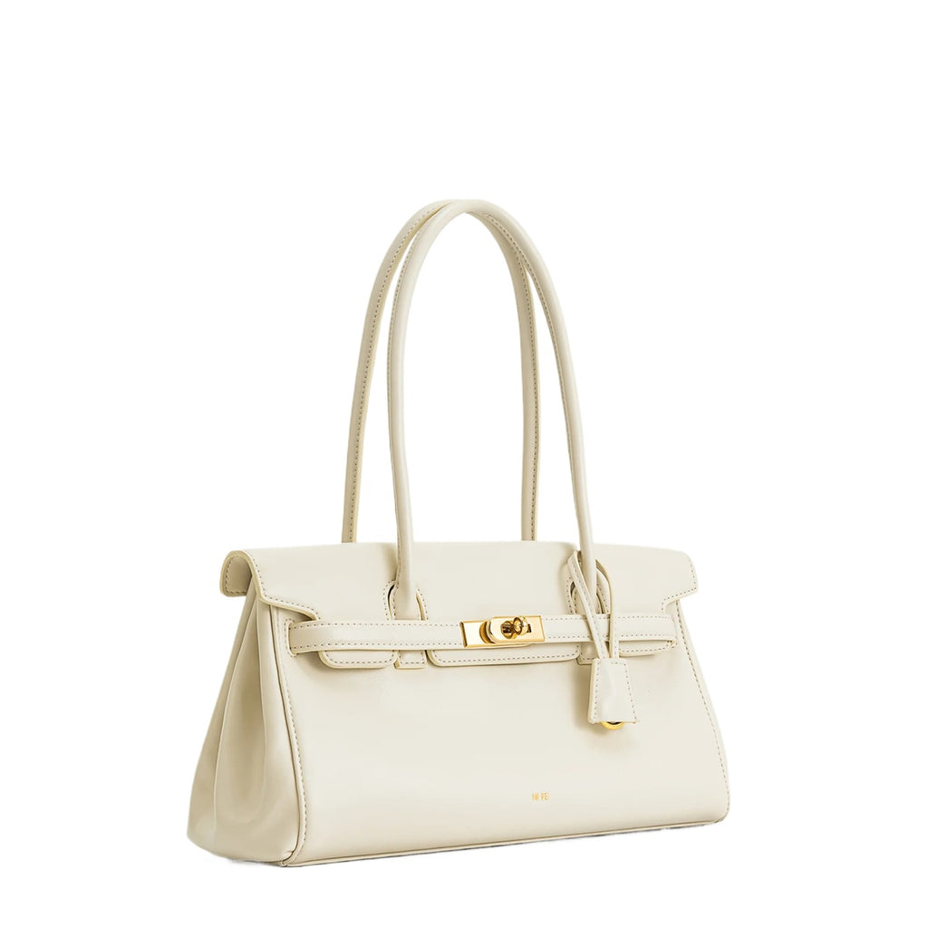 Brown Lock Buckle Underarm Bag