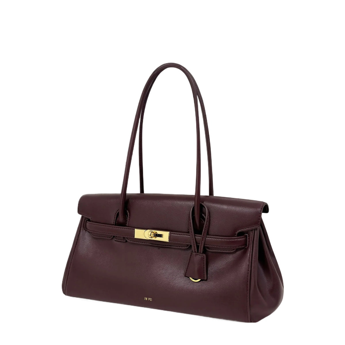 Brown Lock Buckle Underarm Bag