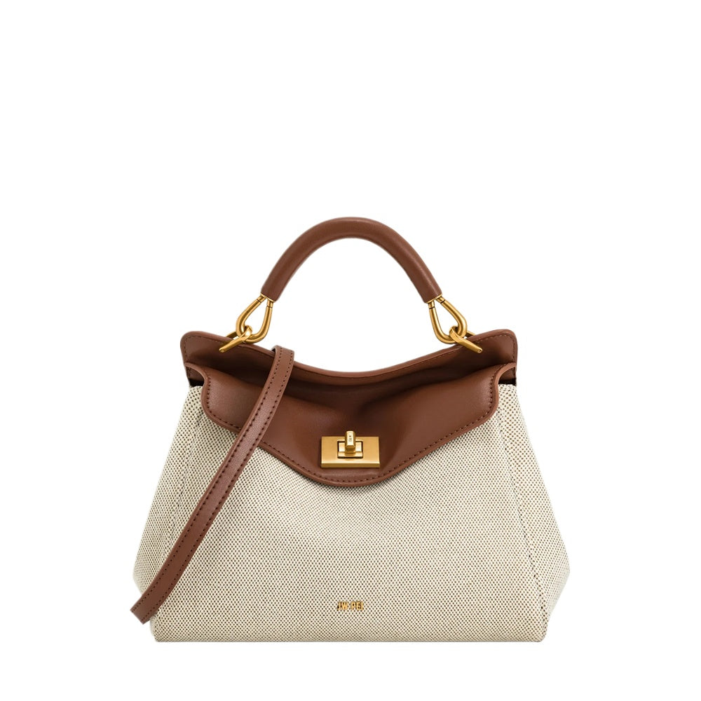Ivory Lock Detail Shoulder Bag