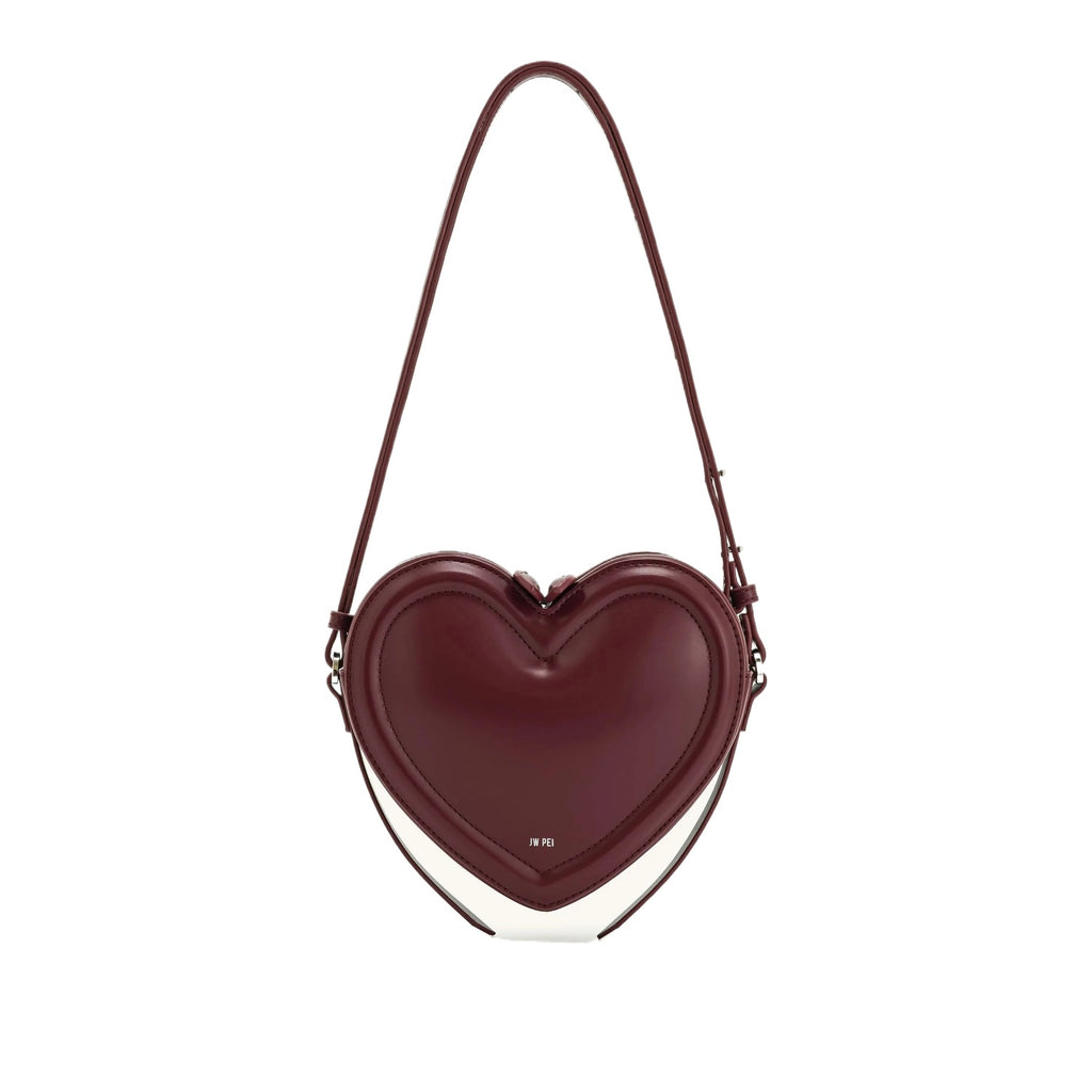 Burgundy Heart Shoulder Bag