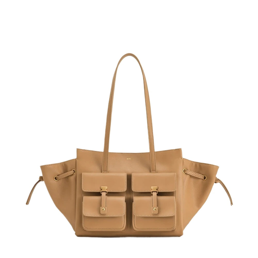Tan Multi Pocket Tote Bag