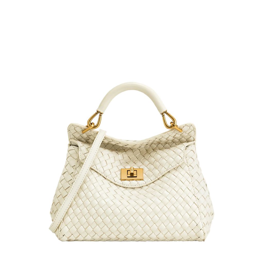 Ivory Lock Detail Shoulder Bag