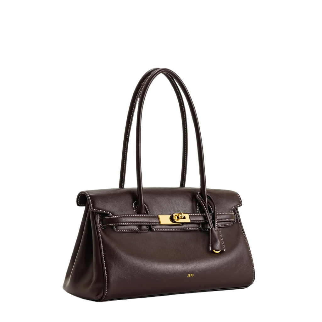 Brown Lock Buckle Underarm Bag