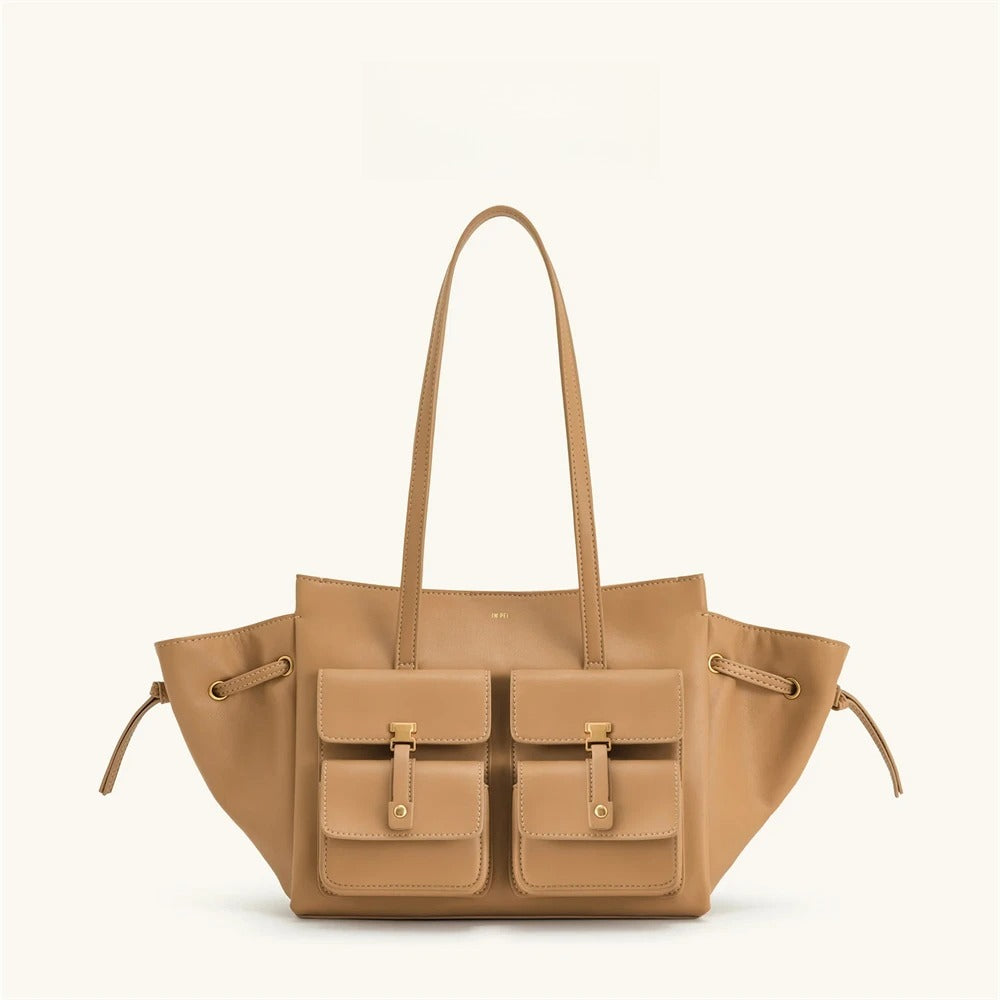 Tan Multi Pocket Tote Bag