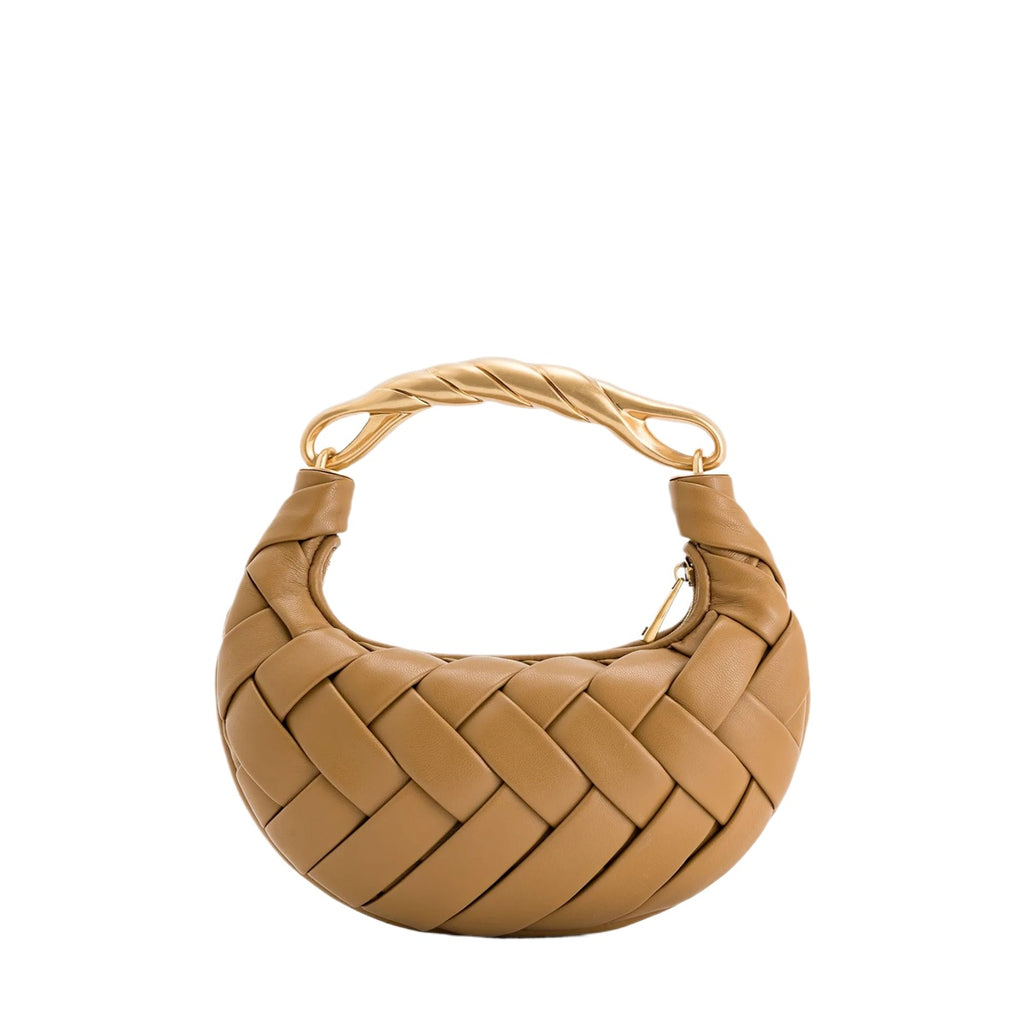 Black Woven Crescent Shoulder Bag