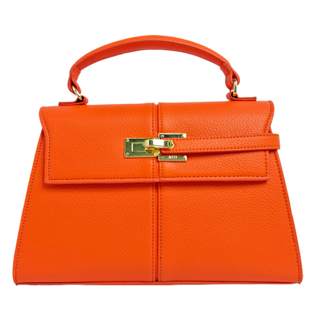 Orange Lock Detail Top Handle Bag