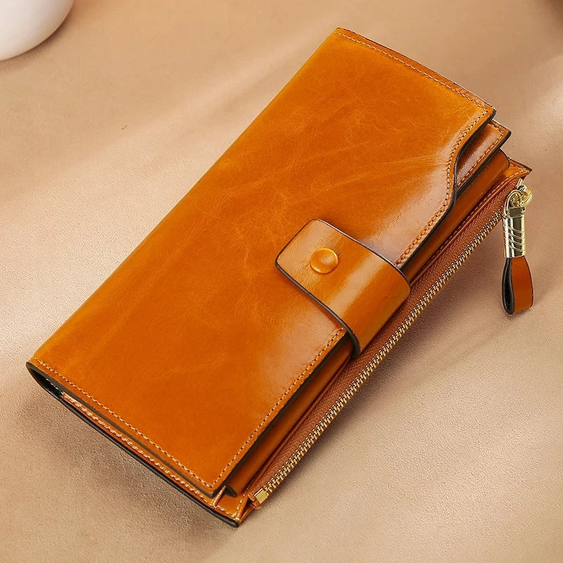 Leather Snap Zip Wallet