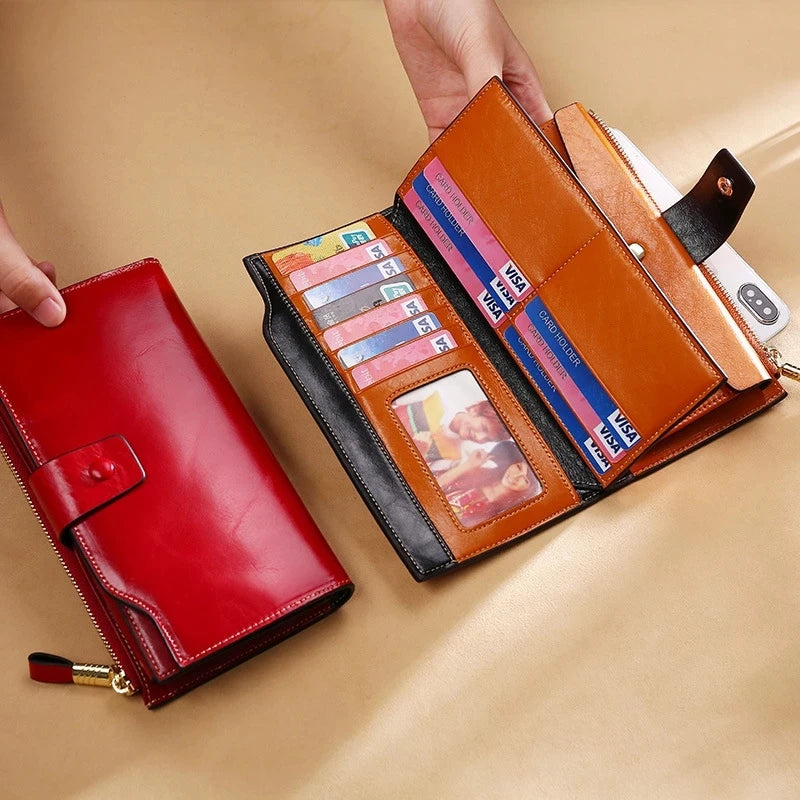 Leather Snap Zip Wallet