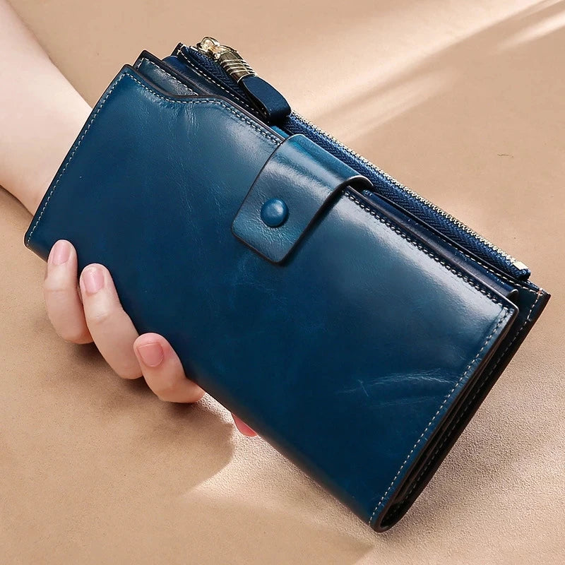 Leather Snap Zip Wallet