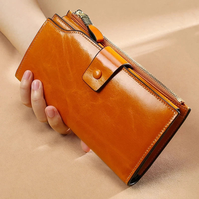 Leather Snap Zip Wallet