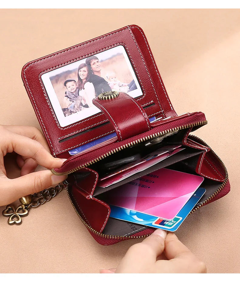 Short Leather Chain Wallet