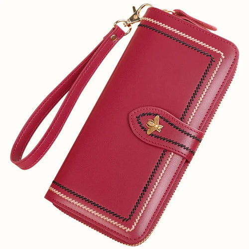 Bee Charm Leather Wristlet Wallet