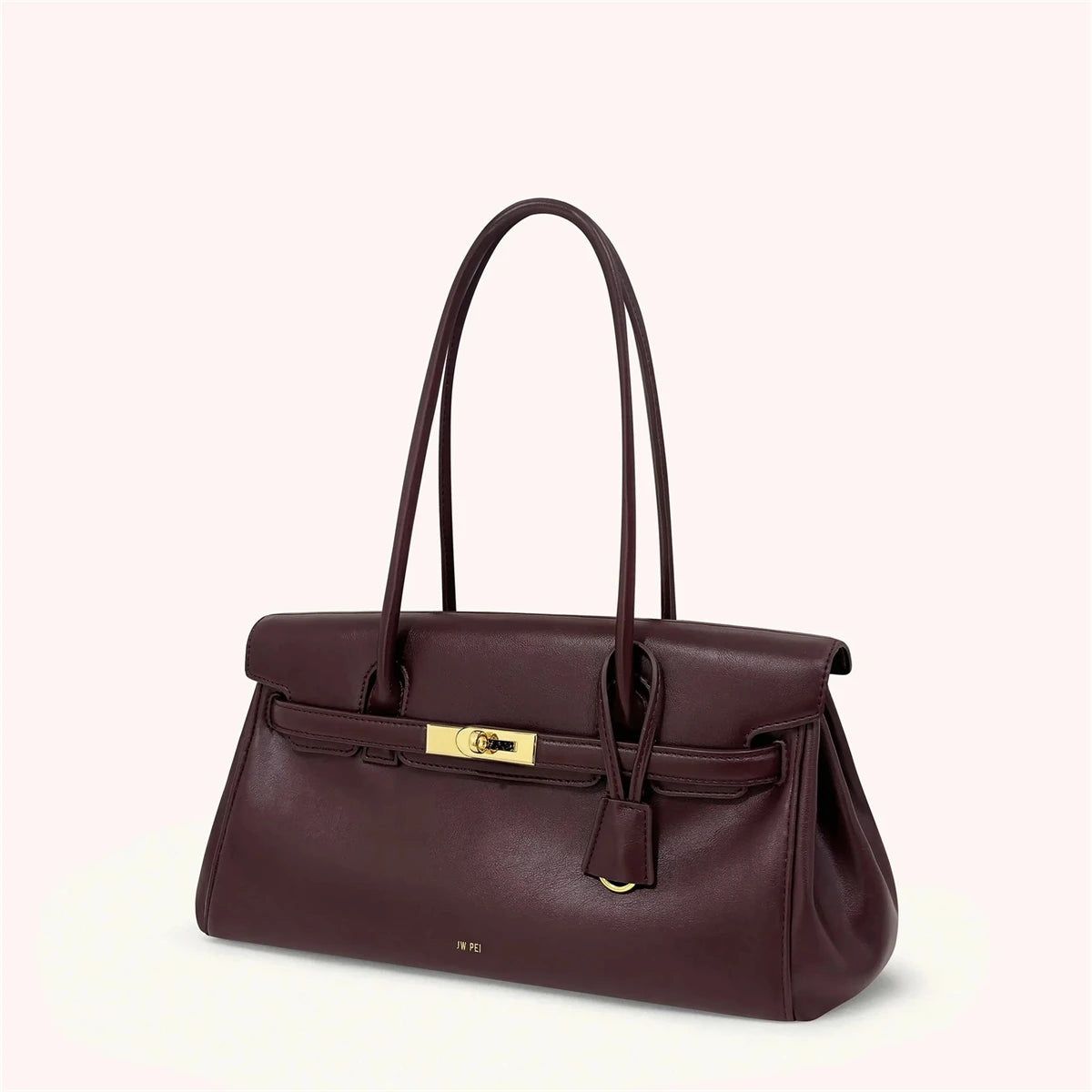 Brown Lock Buckle Underarm Bag