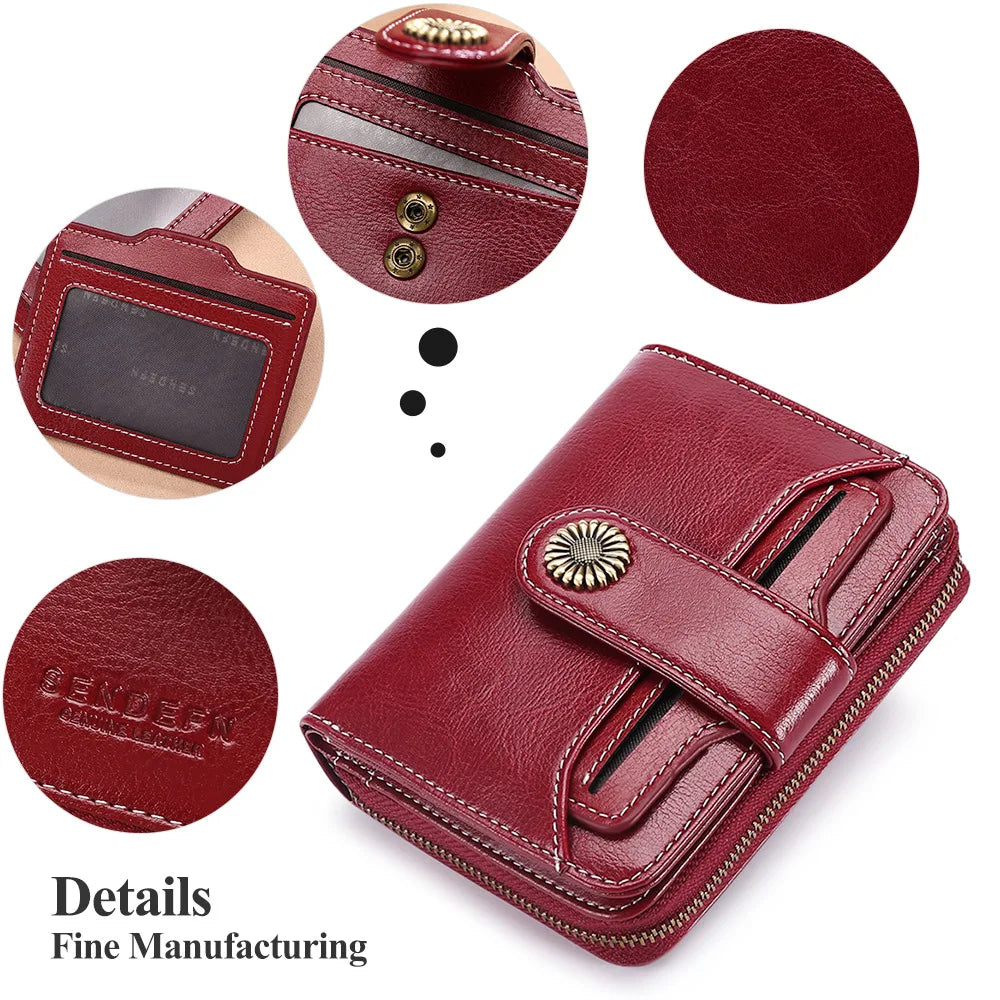 Short Leather Chain Wallet