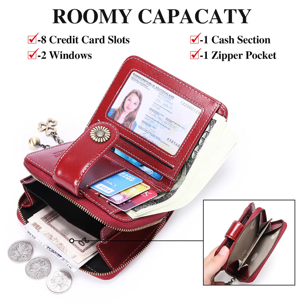 Compact Leather Snap Wallet