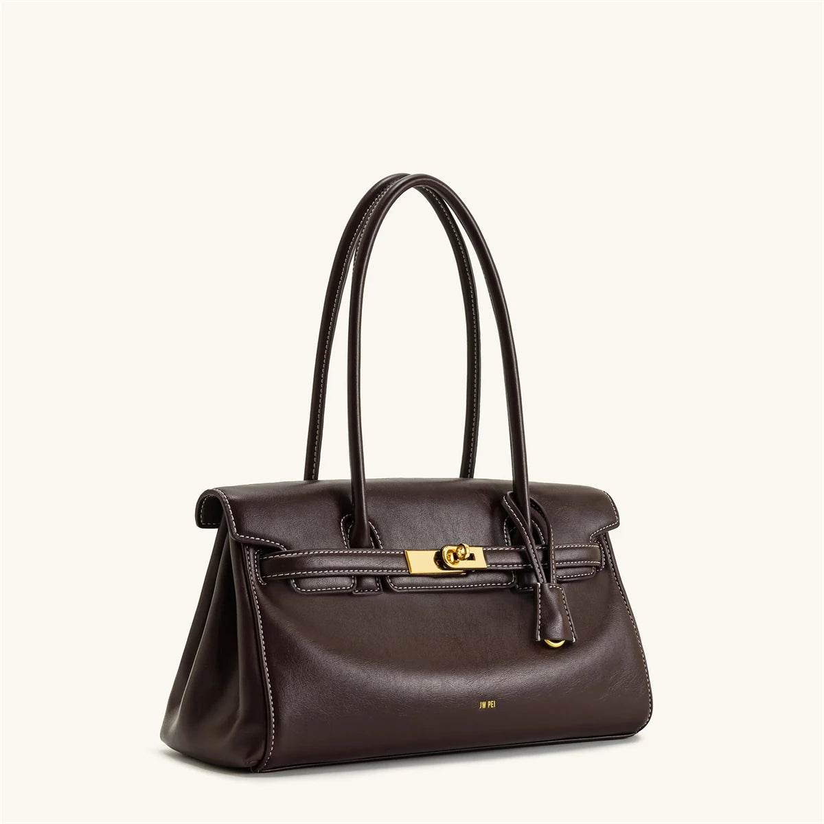 Brown Lock Buckle Underarm Bag