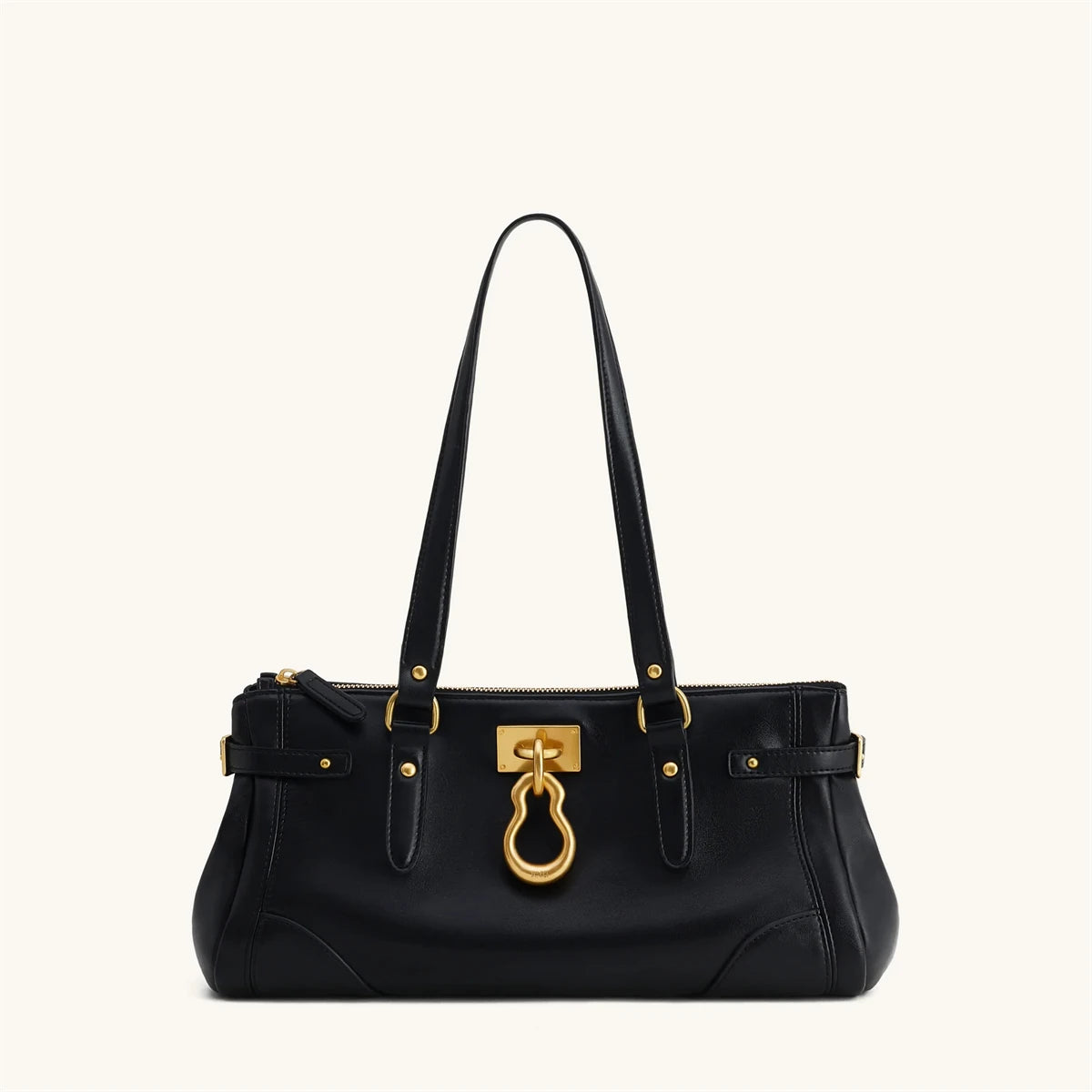 Black Horizontal Lock Tote Bag
