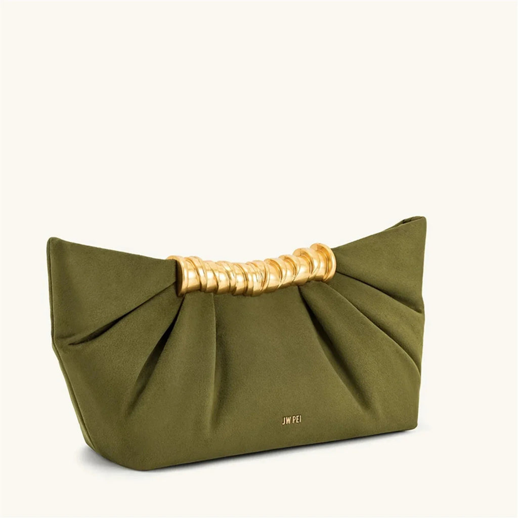 Pleated Chain Strap Clutch Bag