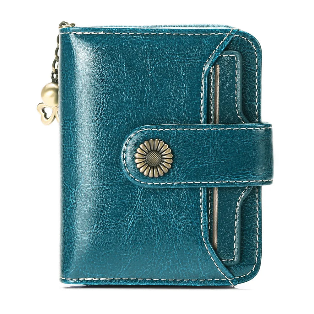 Compact Leather Snap Wallet
