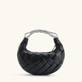 Black Woven Crescent Shoulder Bag