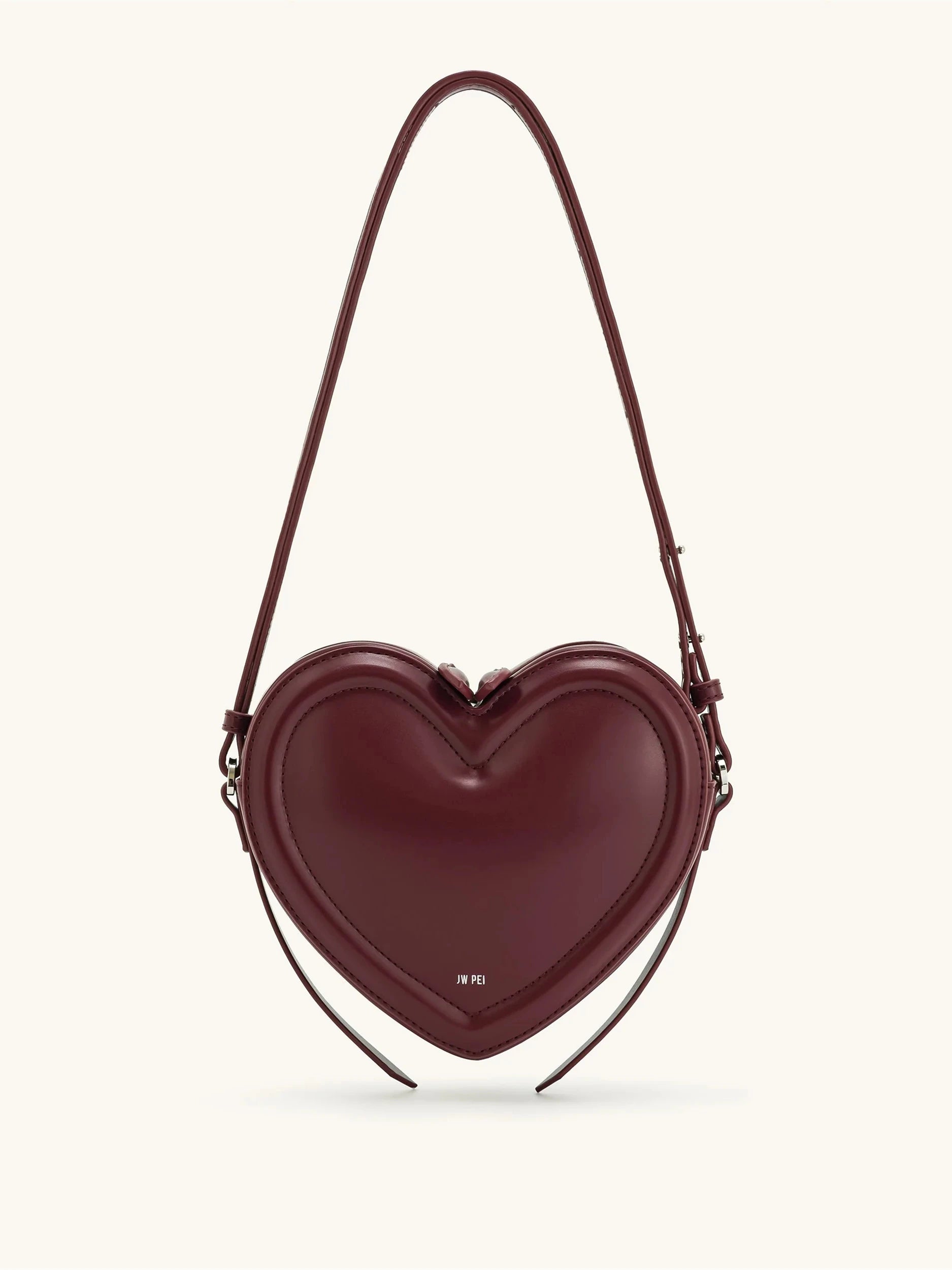 Burgundy Heart Shoulder Bag