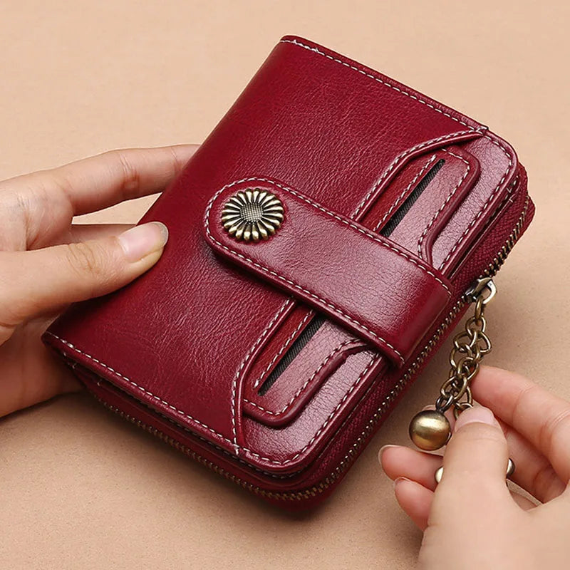 Short Leather Chain Wallet