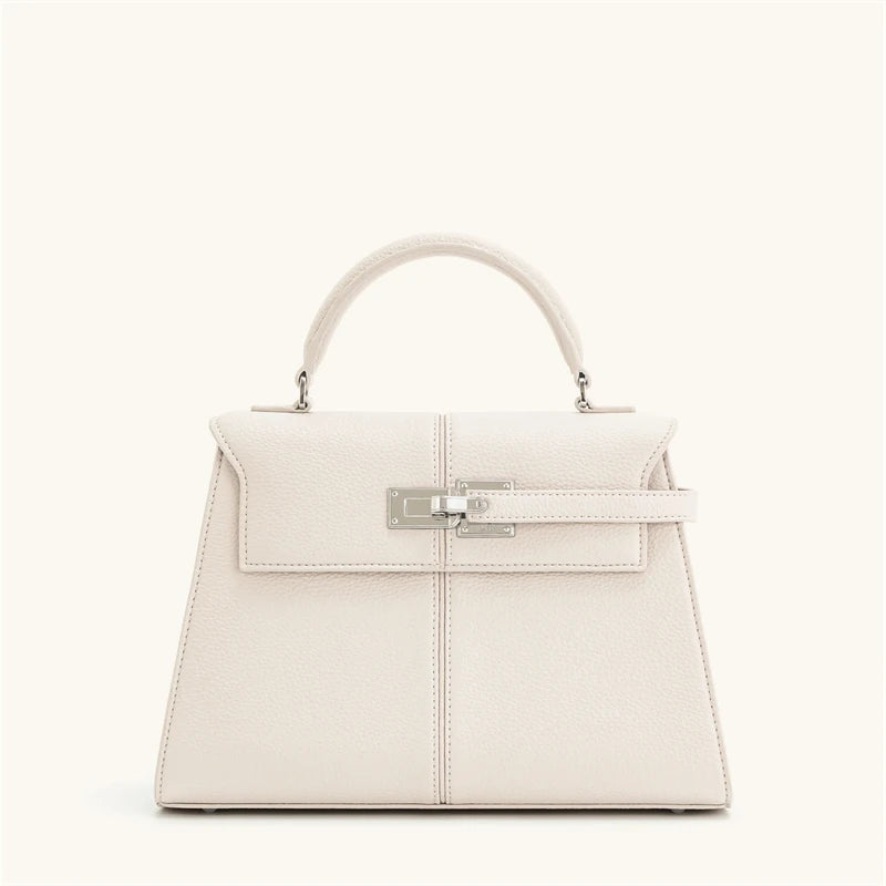 Ivory Lock Detail Top Handle Bag