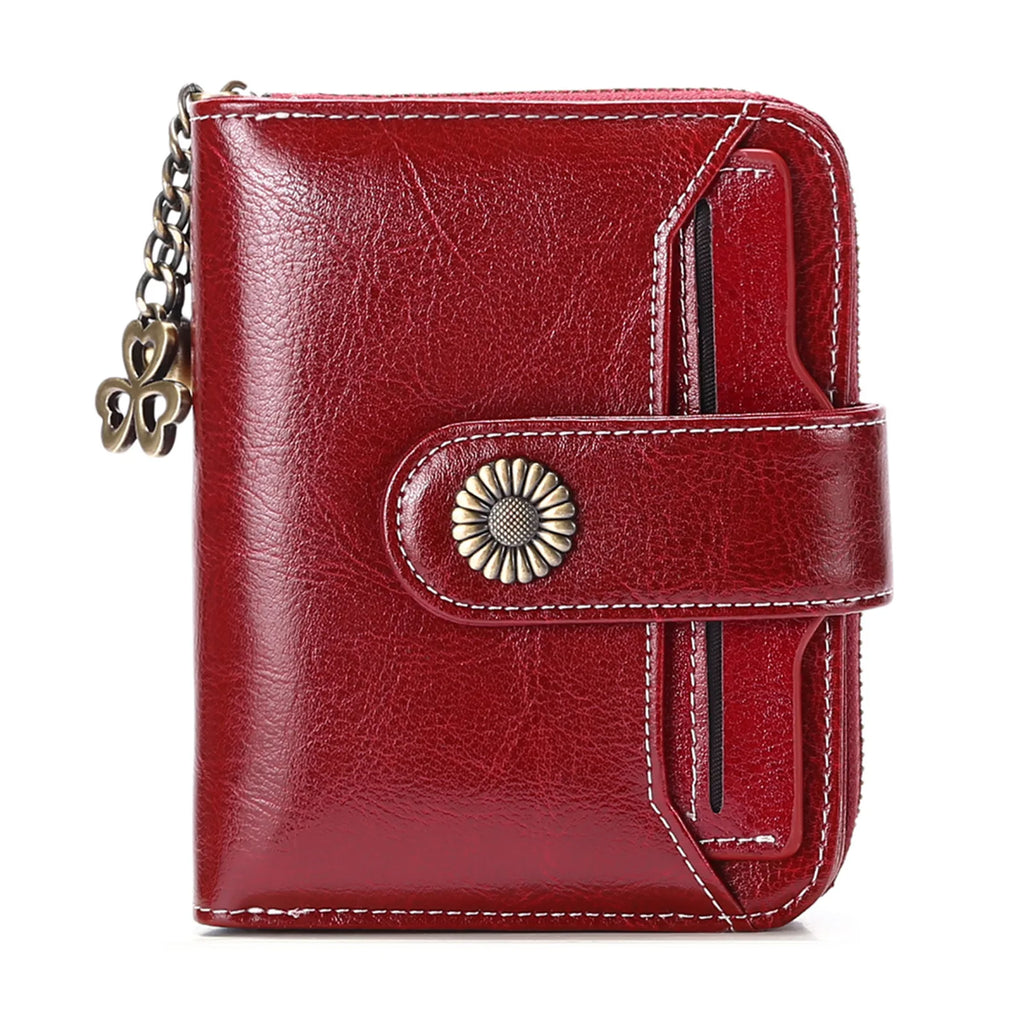 Compact Leather Snap Wallet