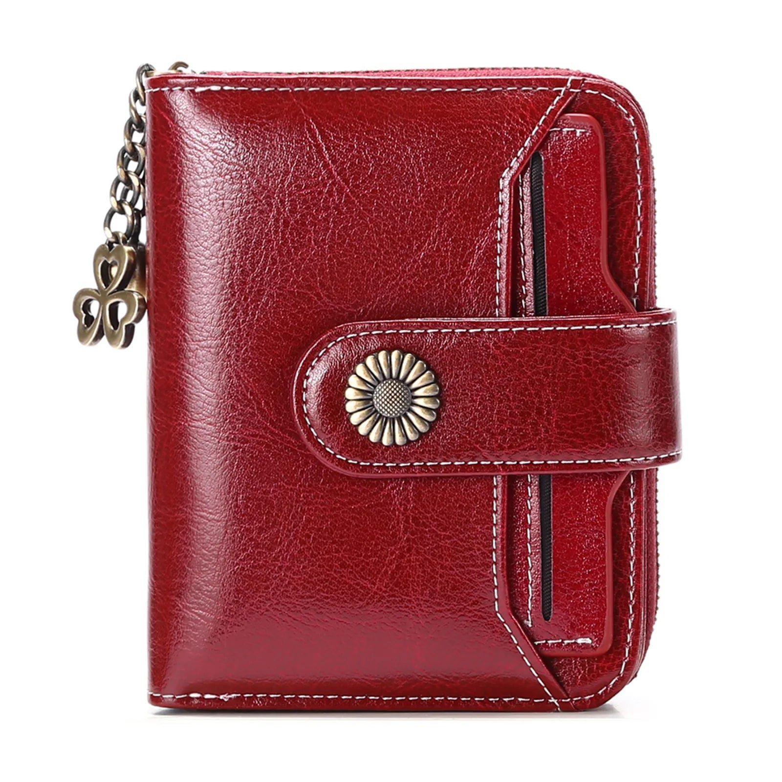 Compact Leather Snap Wallet