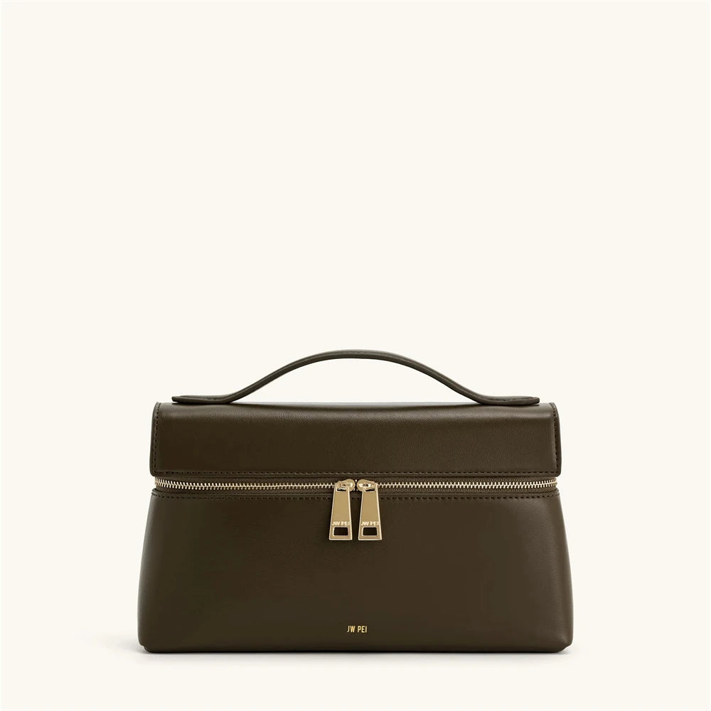Beige Contrast Top Handle Bag
