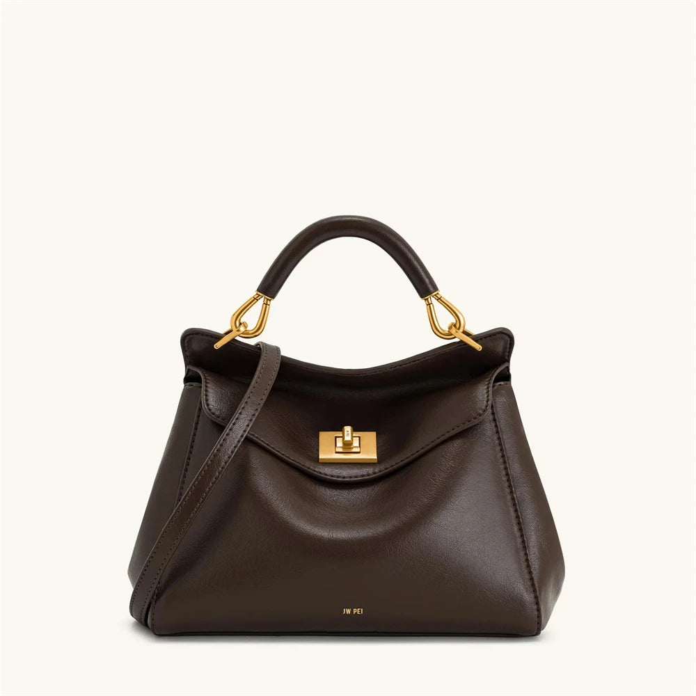 Ivory Lock Detail Shoulder Bag