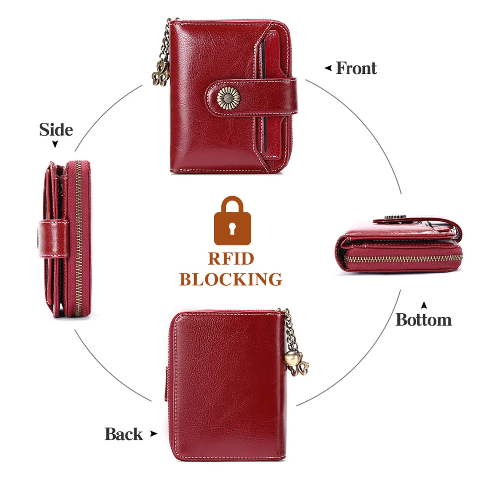 Compact Leather Snap Wallet