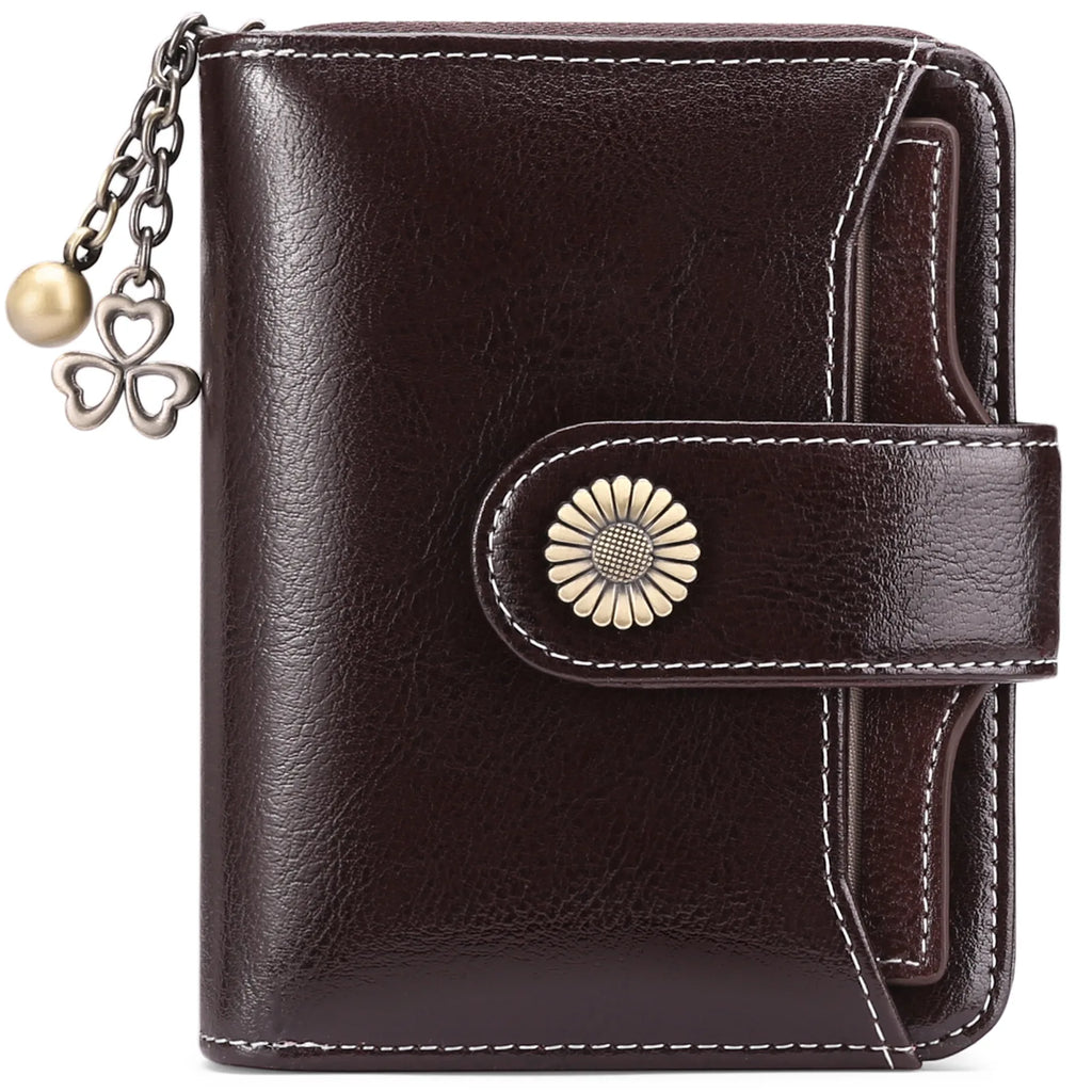 Compact Leather Snap Wallet