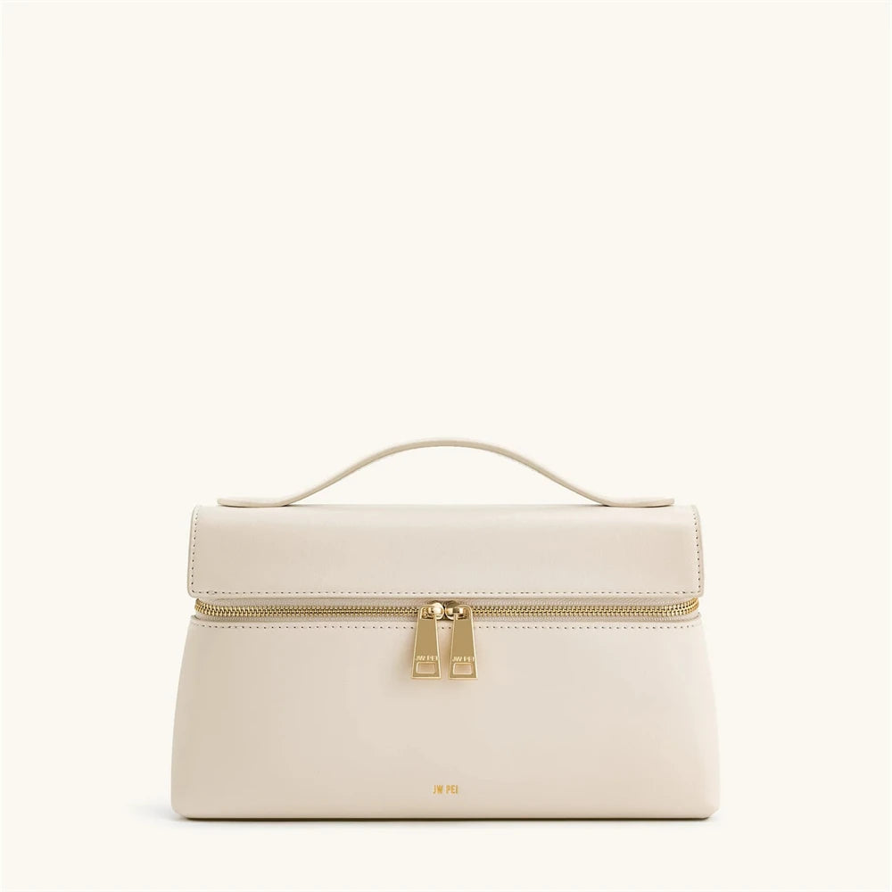 Beige Contrast Top Handle Bag