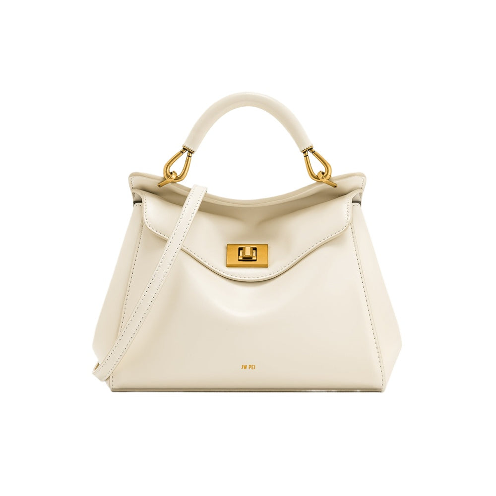 Ivory Lock Detail Shoulder Bag