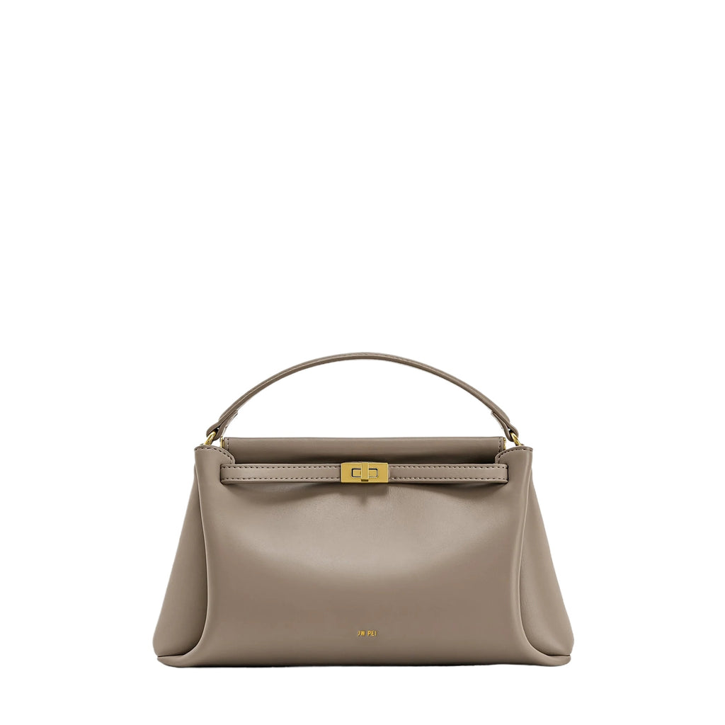 Brown Lock Detail Shoulder Bag