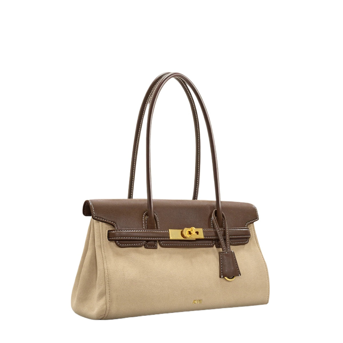 Brown Lock Buckle Underarm Bag