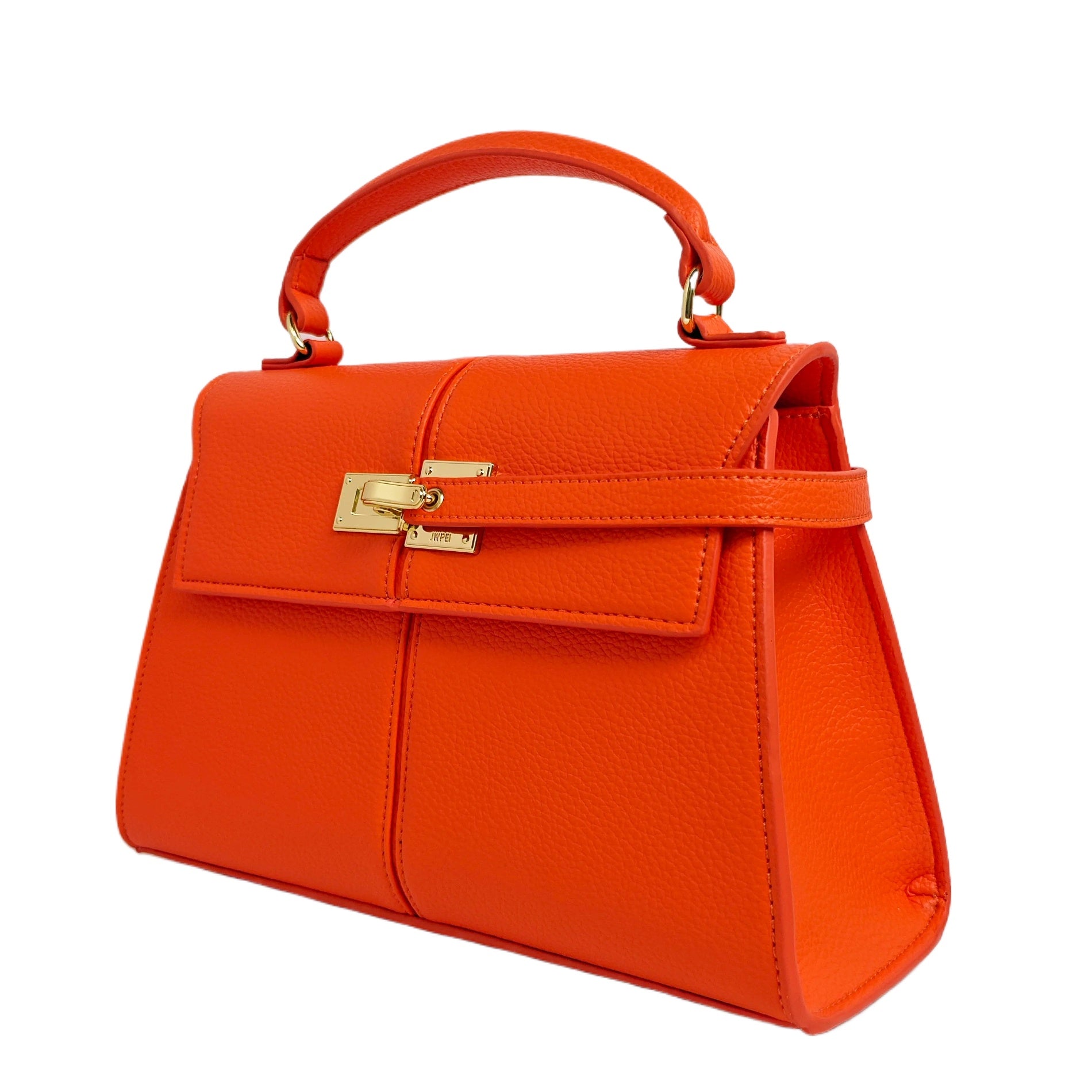 Orange Lock Detail Top Handle Bag