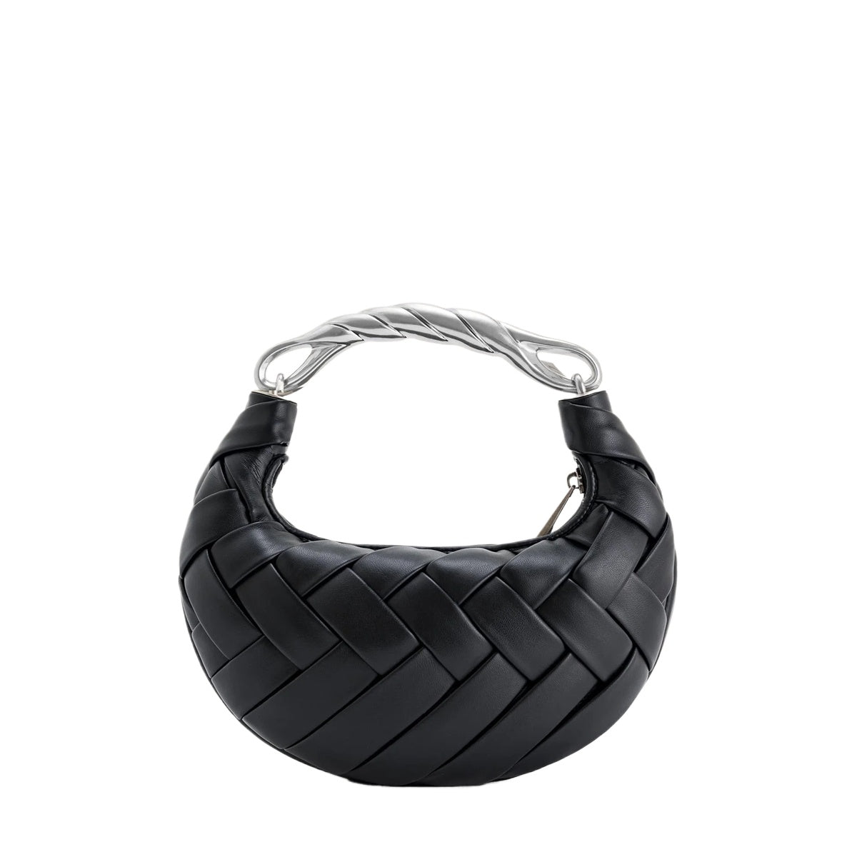 Black Woven Crescent Shoulder Bag