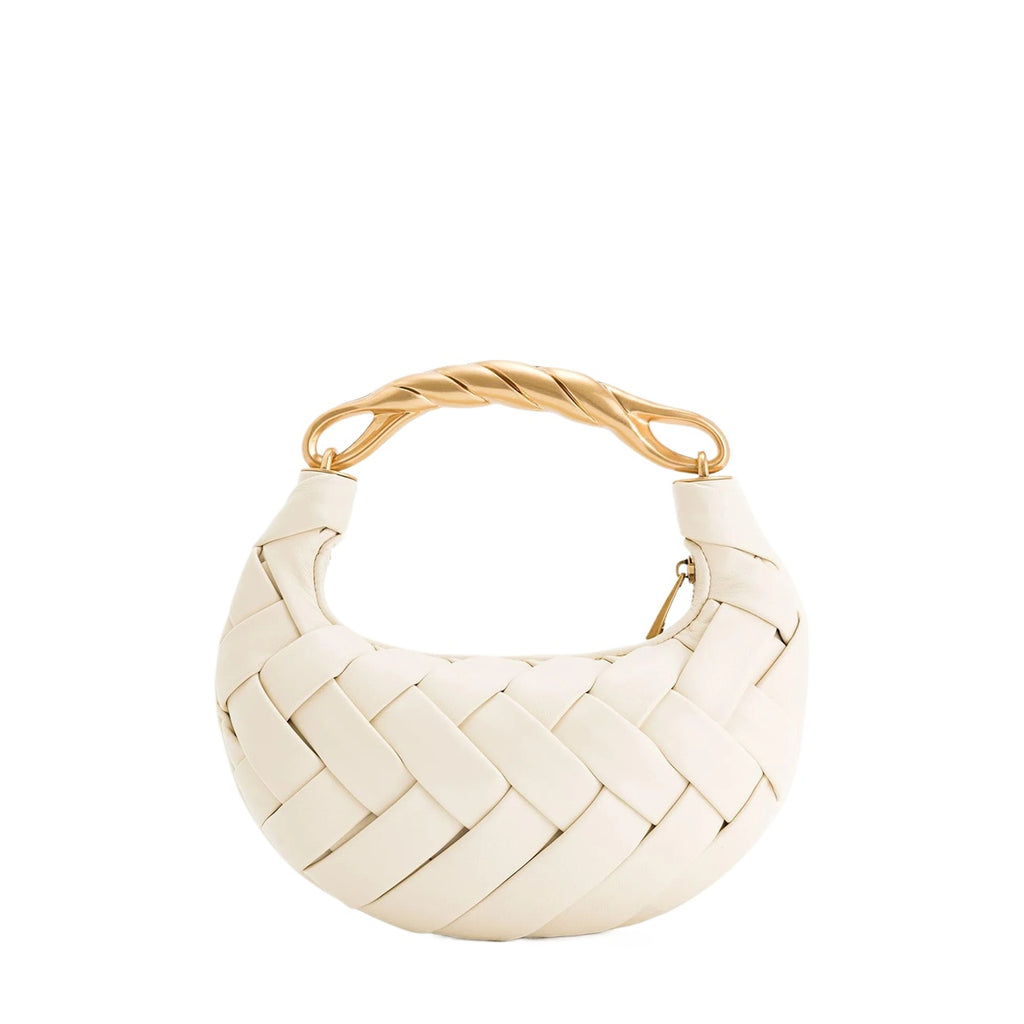 Black Woven Crescent Shoulder Bag